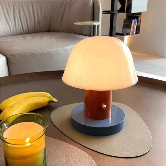 Pilz Tischlampe | Glaslampe im Retro-Design – Dekorative Nachttischleuchte für Wohnzimmer & Schlafzimme