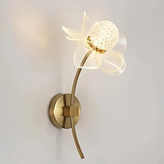 LED Flower Wall Light | Acryl Kristall Gold mit Drei-Farben Einstellbar