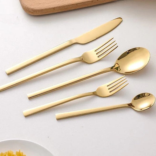 Besteck Set | 30-teiliges Edelstahl 18/10 Tafelbesteck in Gold, Schwarz, Silber & Roségold